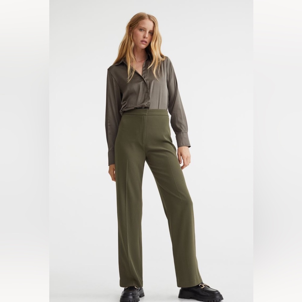 H&M Wide Cut Olive Green Pants